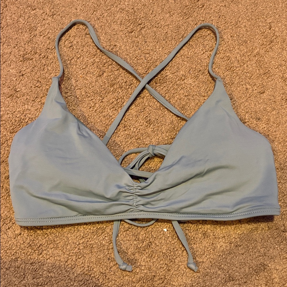 Blue Crisscross Bikini Top